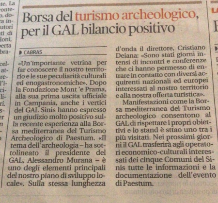 La Nuova Sardegna | Borsa del turismo archeologico, per il GAL bilancio positivo